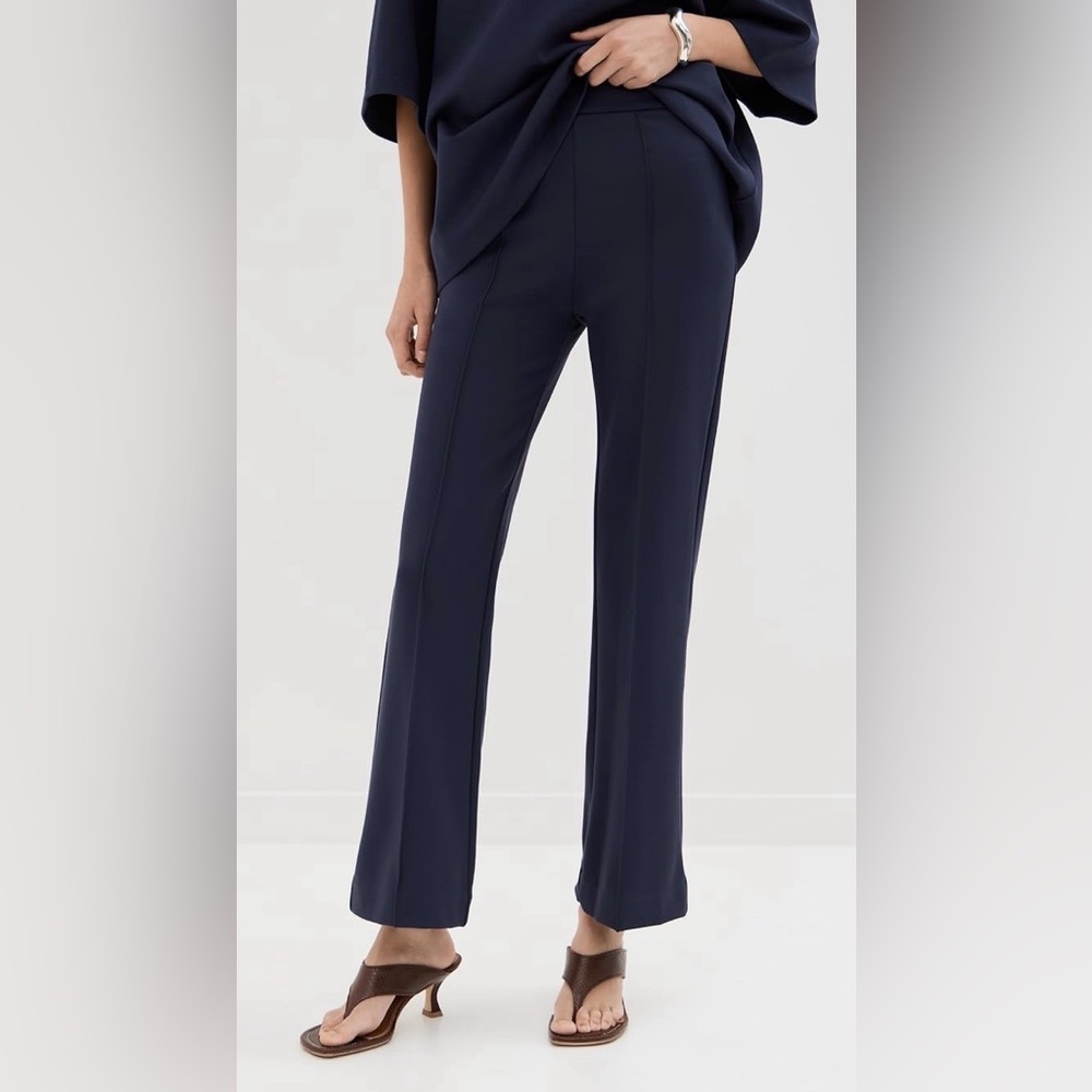 Staud Women's Size Small Navy Blue Ponte Knit Knack Pants Ankle Length